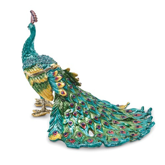 Bejeweled Blue Peacock Keepsake Box 2