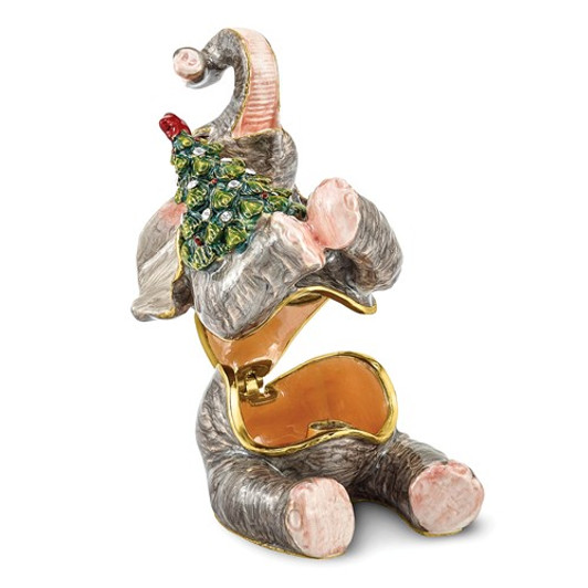 Bejeweled Elephant With Christmas Tree Keepsake Box