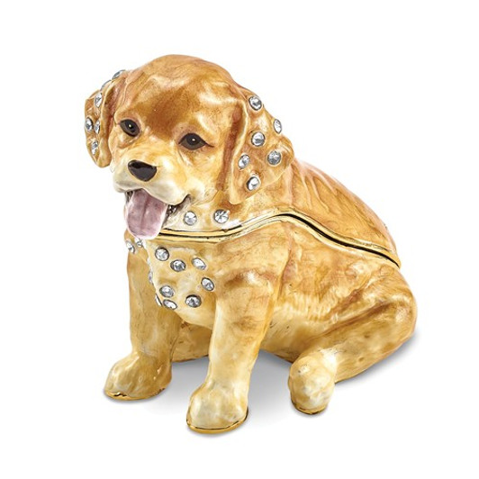 Bejeweled Golden Retriever Pup Keepsake Box