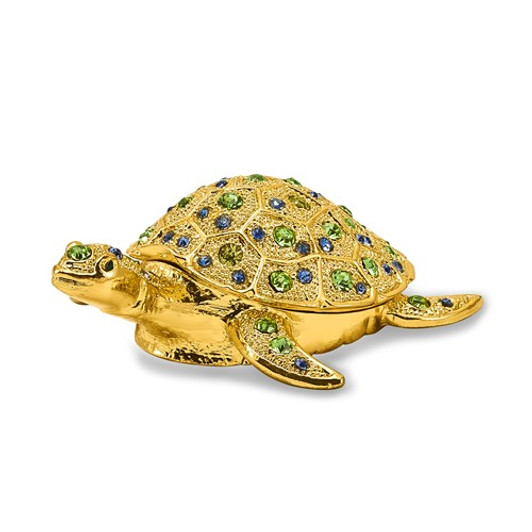 Bejeweled Golden Sea Turtle Keepsake Box