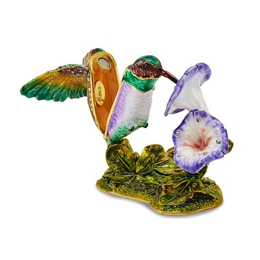 Bejeweled Hummingbird And Flower Keepsake Box