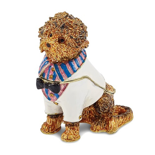 Bejeweled Labradoodle Wearing Shirt Keepsake Box