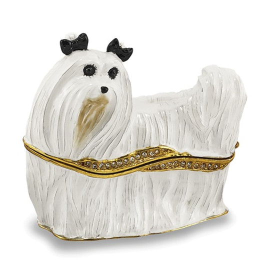 Bejeweled Maltese Keepsake Box