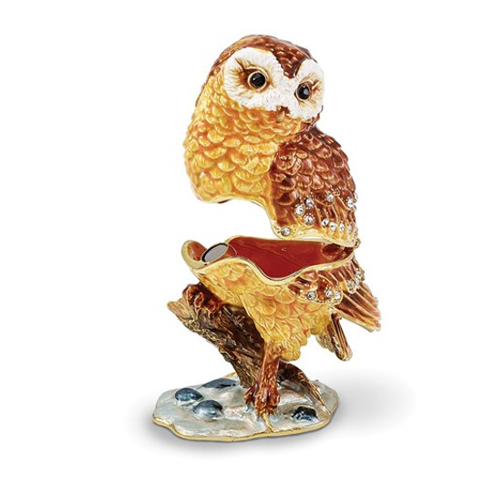 Bejeweled Owl On Branch Keepsake Box