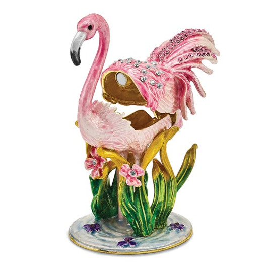 Bejeweled Pink Flamingo Keepsake Box