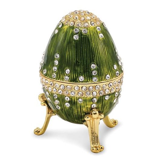 Bejeweled Regal Green Traditional Musical Egg Keepsake Box