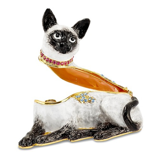 Bejeweled Siamese Cat Keepsake Box