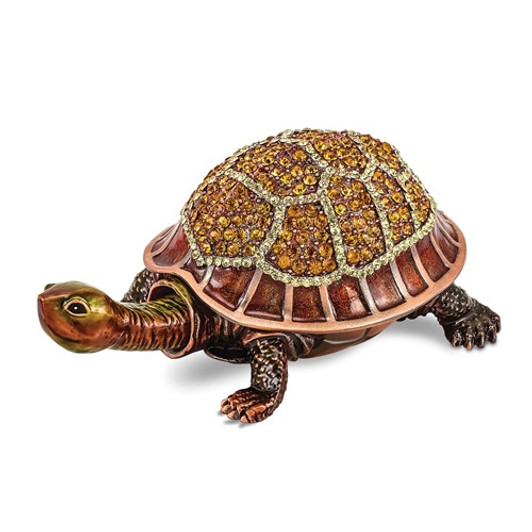 Bejeweled Tortoise With Moving Head Keepsake Box