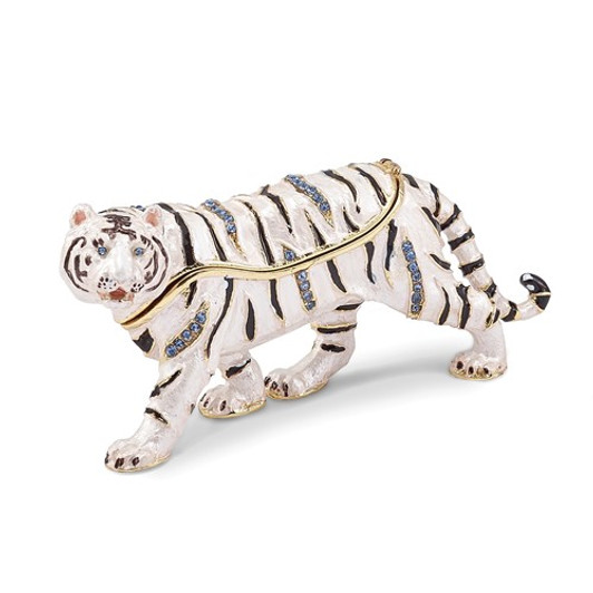 Bejeweled White Tiger Keepsake Box