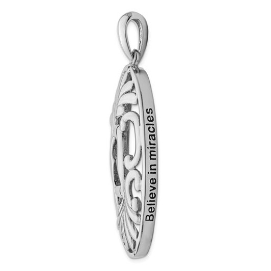 Believe in Miracles Antiqued Sterling Silver Memorial Jewelry Pendant