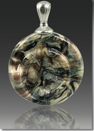 Black Granite Helix Cremains Encased in Glass Cremation Jewelry Pendant