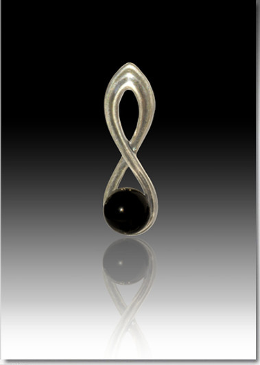 Black Harmony Cremains Encased in Glass Sterling Silver Cremation Jewelry Pendant