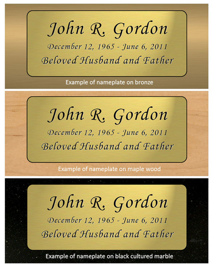 Double Heart Nameplate - Engraved Black and Tan - 4-1/4 x 2-1/8