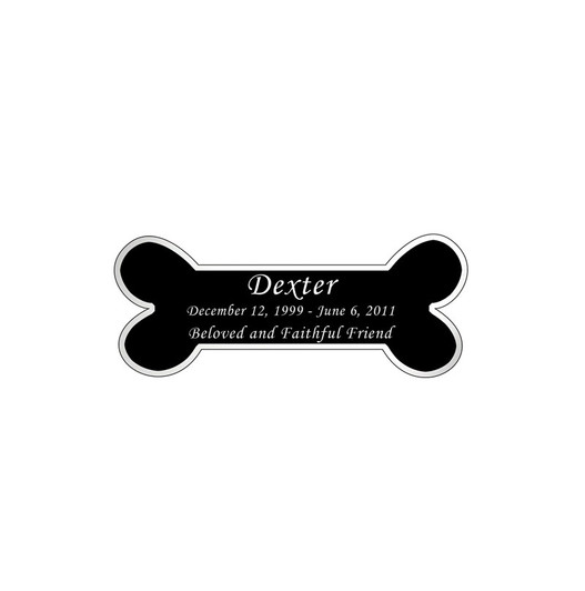 Dog Bone Nameplate - Engraved Black and Silver - 2-3/4 x 1-1/8