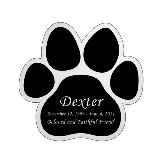 Paw Print Nameplate - Engraved Black and Silver - 2-3/4 x 2-3/4