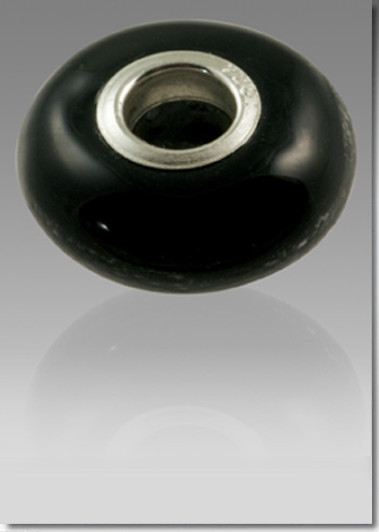 Black Perfect Memory Bead Cremains Encased in Glass Cremation Jewelry