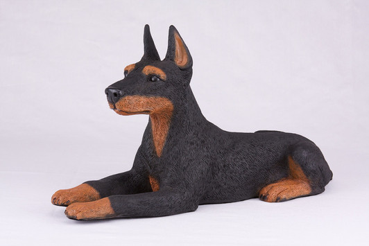 Black Tan Doberman Pincher Figurine Dog Urn - 2743