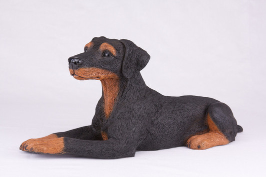 Black Tan Doberman Pincher Figurine Dog Urn - 2745