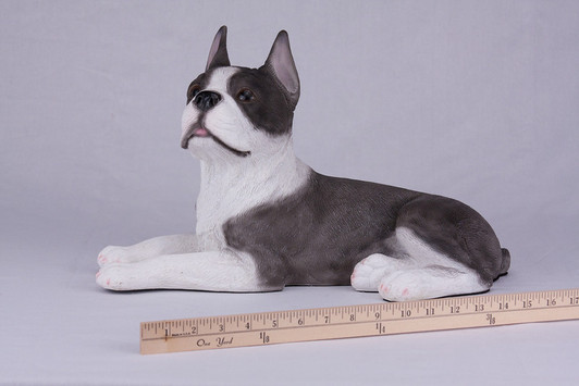 Black White Boston Terrier Hollow Figurine Dog Urn - 2720