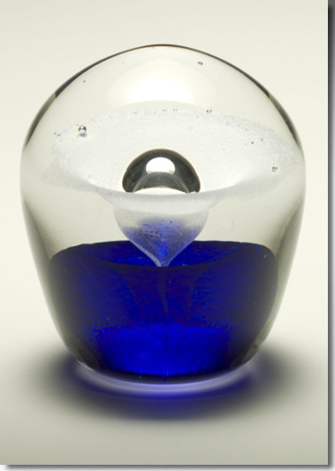 Large Blue Enduring Fountain Cremains Encased in Glass Keepsake Cremation Urn