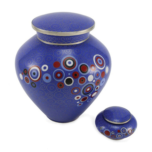 Blue Opulence Cloisonne Copper and Enamel Cremation Urn