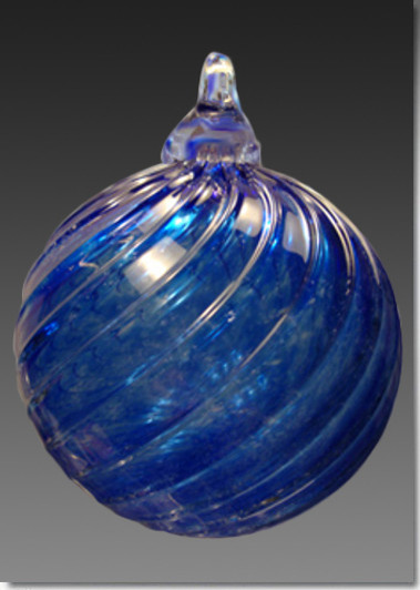 Blue Timeless Sphere Cremains Encased in Glass Cremation Ornament