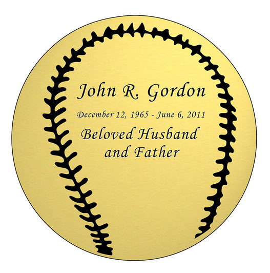 Baseball Nameplate - Engraved - Gold - 3-1/2 x 3-1/2