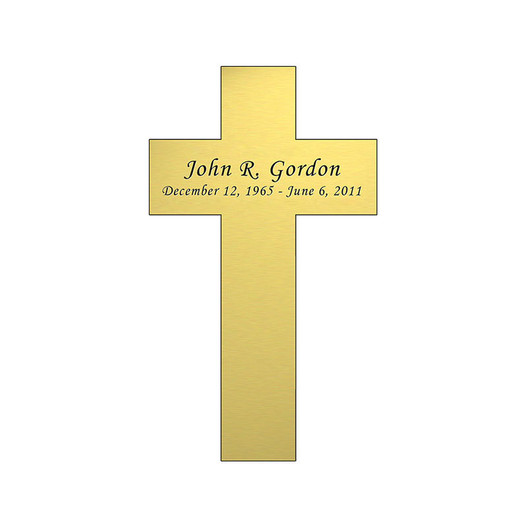 Cross Nameplate - Engraved - Gold - 2-1/4 x 3-7/8