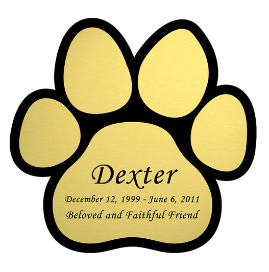 Paw Print Nameplate - Engraved - Gold - 3-1/2 x 3-1/2