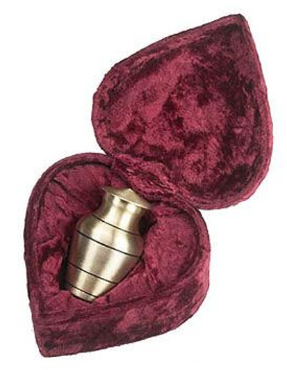 Brass Token Brass Keepsake Cremation Urn with Heart Box