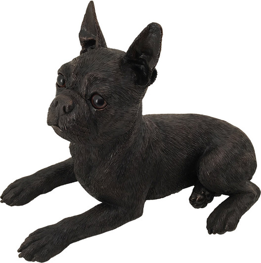 Bronze Finish Boston Terrier Dog Shadow Casts Figurine Urn