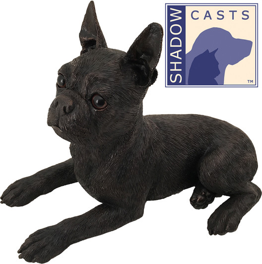 Bronze Finish Boston Terrier Dog Shadow Casts Figurine Urn