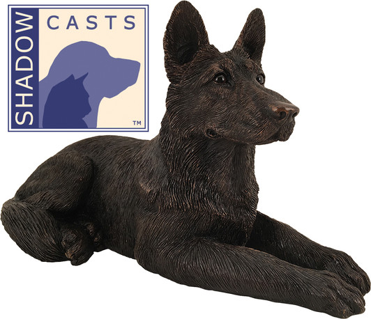 Bronze Finish German Shepherd Dog Shadow Casts Figurine Urn