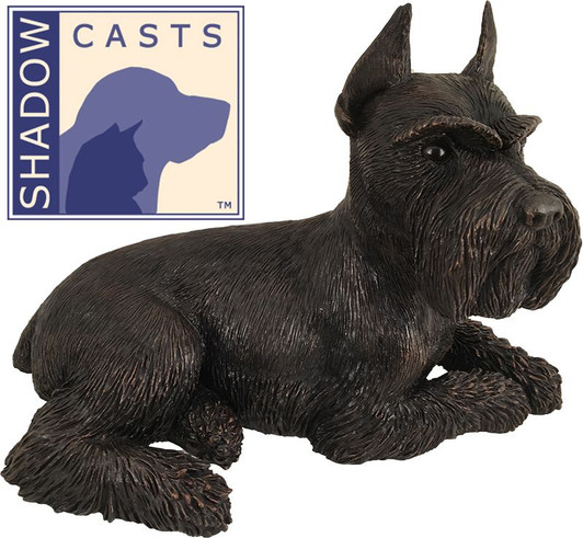 Bronze Finish Schnauzer - Ears Up Dog Shadow Casts Figurine Urn