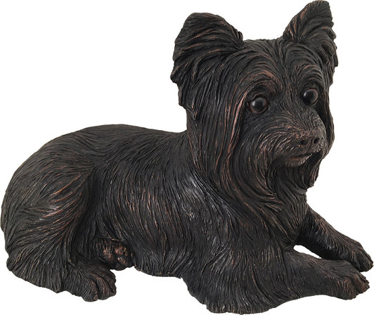 Bronze Finish Yorkshire Terrier Dog Shadow Casts Figurine Urn