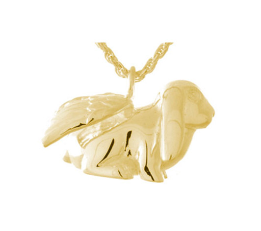 Bunny Lop Cremation Jewelry in Solid 14k Yellow Gold or White Gold