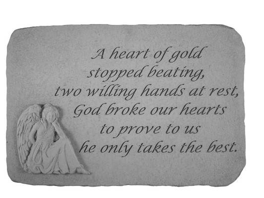 Angel Stone - A Heart Of Gold - Memorial Garden Stone