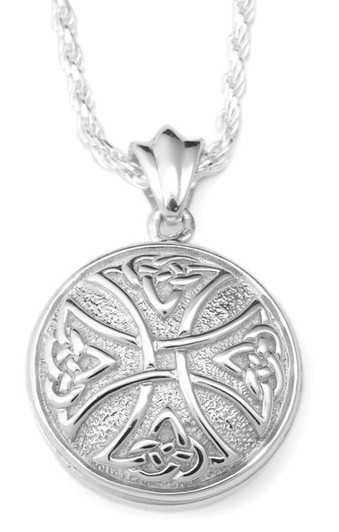 Celtic Cross Round Sterling Silver Cremation Jewelry Pendant Necklace