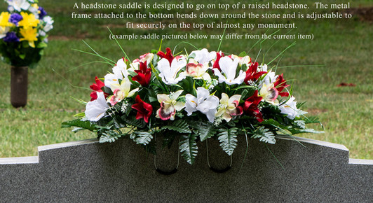 Christmas Headstone Saddle Silk Flowers for Cemeteries