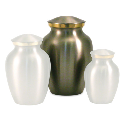 Small Classic Pewter Brass Cremation Urn - Engravable