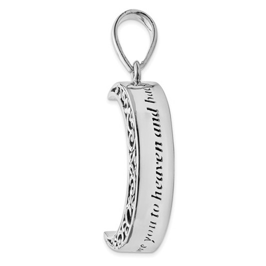 Crescent Moon Antiqued Sterling Silver Cremation Jewelry Pendant