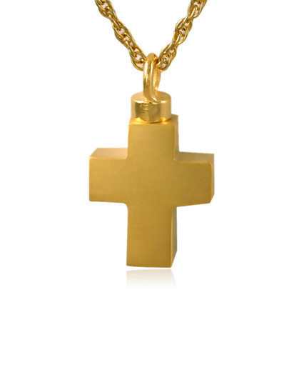 Cross Gold Vermeil Cremation Jewelry Pendant Necklace