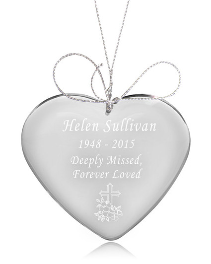 Cross Heart Crystal Memorial Ornament