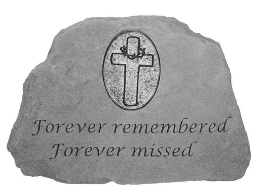 Cross Memorial - Forever Remembered - Memorial Garden Stone