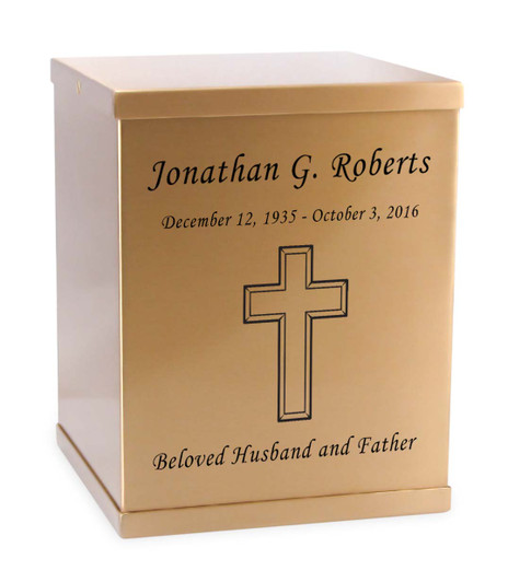 Cross Bronze Overlap Top Cremation Urn