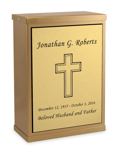 Cross Bronze Overlap Top Niche Cremation Urn
