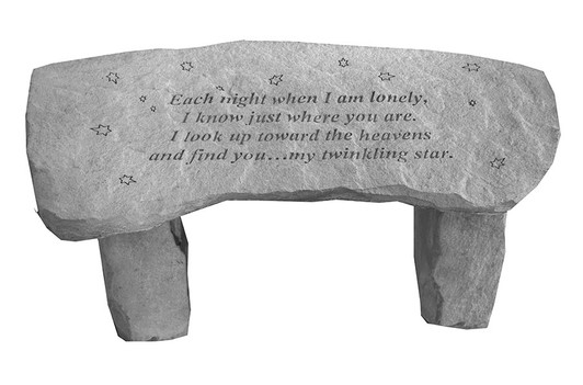 Decorative Bench - Each Night When I Am Lonely - Memorial Garden Stone