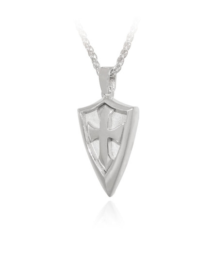 Defender Cross Sterling Silver Cremation Jewelry Pendant Necklace