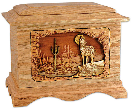 Desert Moon with 3D Inlay Oak Wood Cremation Urn