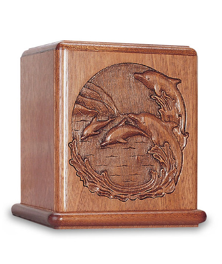 Dolphin Mahogany Cremation Urn - Engravable